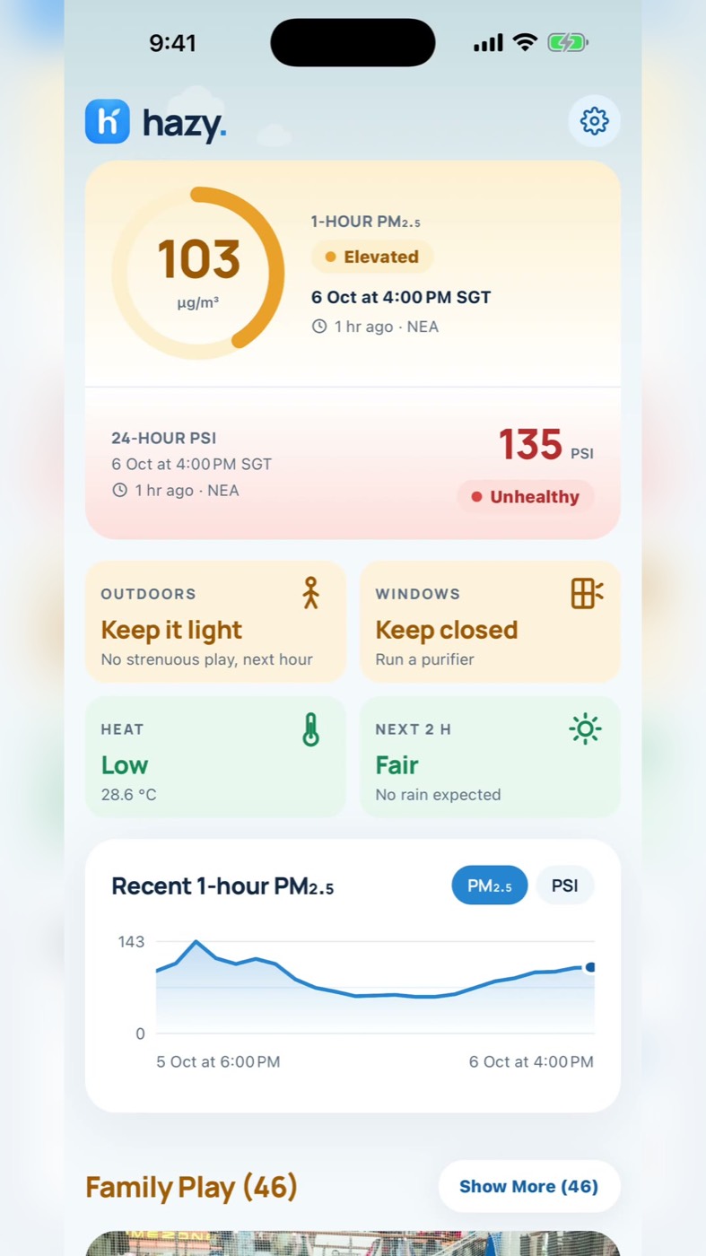 Hazy mobile app screenshot